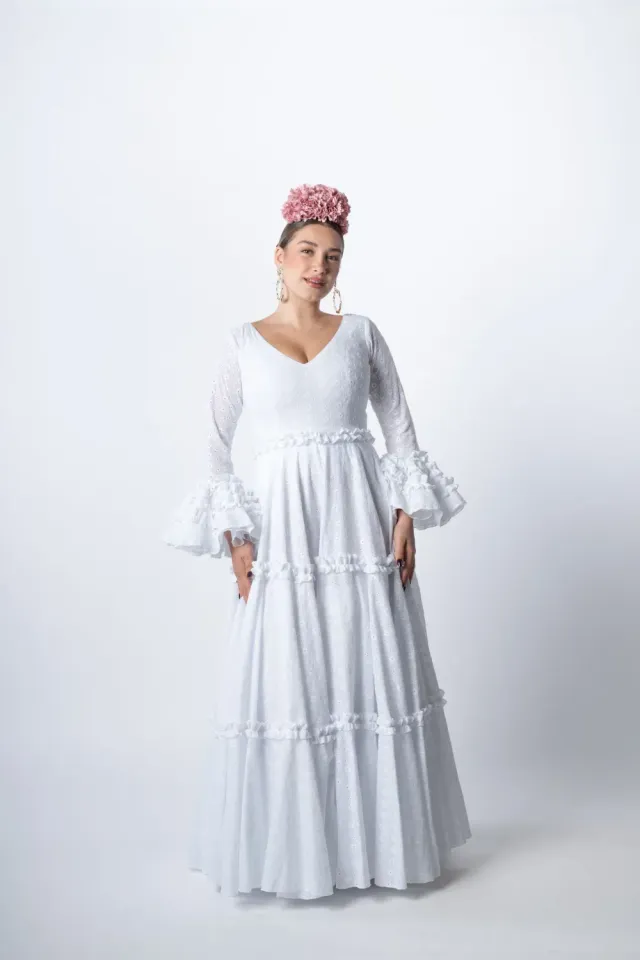 VIVA LA FERIA Sarmiento robe flamenca blanche