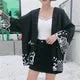 Esprit du Japon Kumo haori femme nuages blanc sur noir