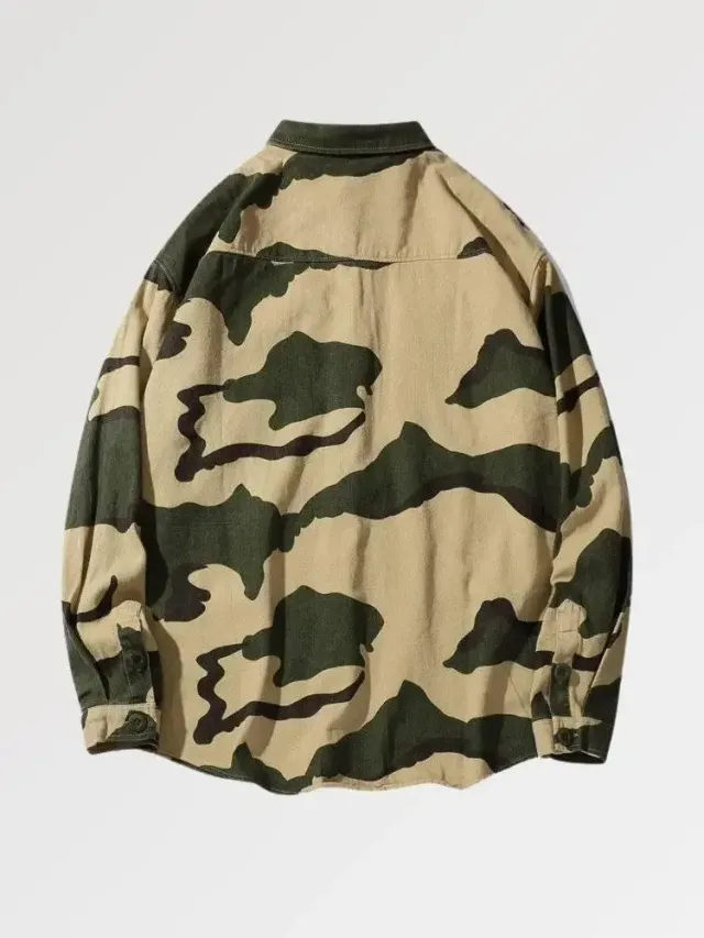 Japon style Camo Okiro chemise large homme coton