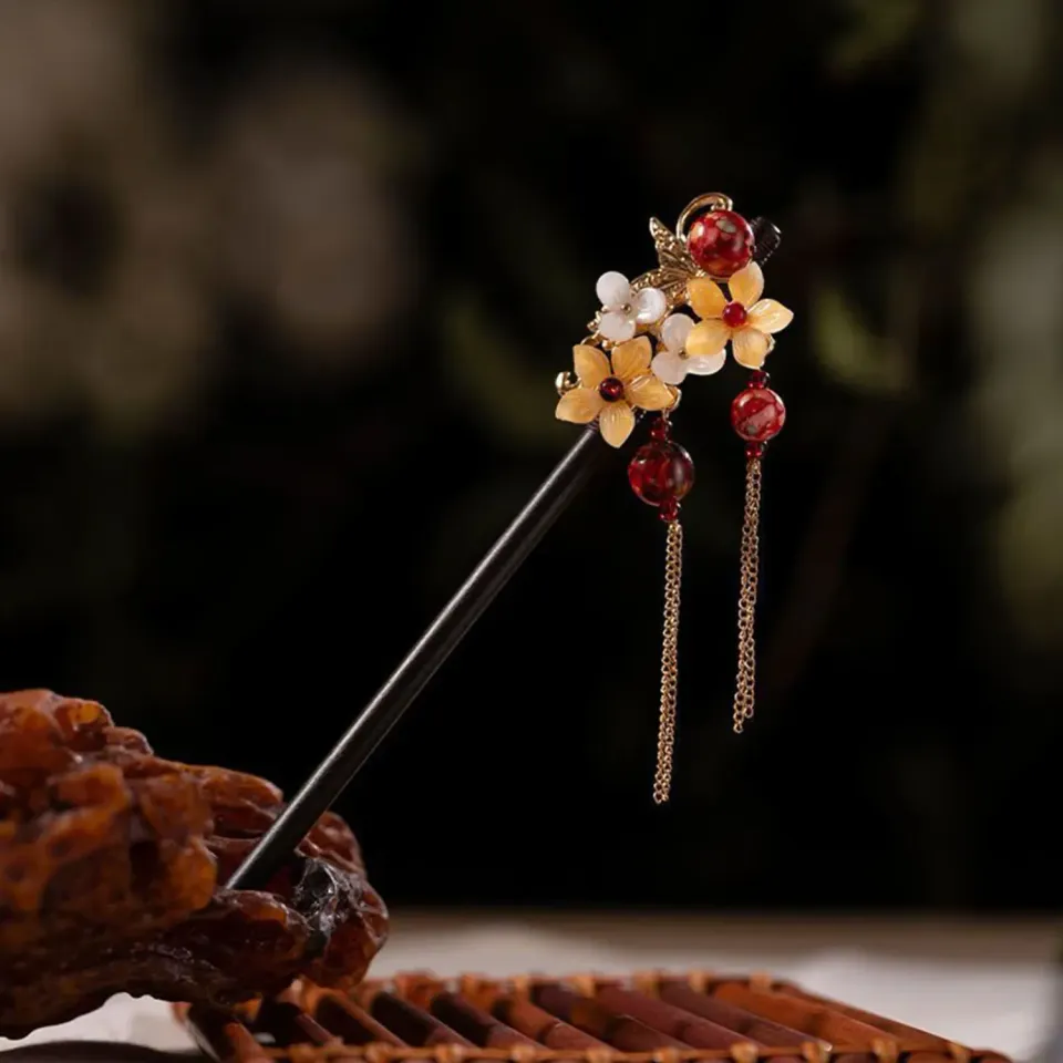 Japon style Kanzashi perle Rouge pic cheveux grue