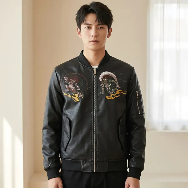 Esprit du Japon Blouson sukajan similicuir brodé