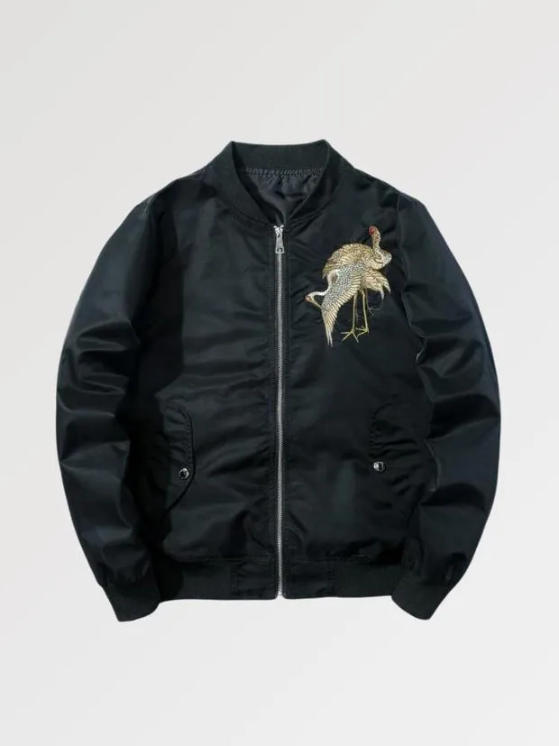 Esprit du Japon sukajan brodé Tsuru bomber