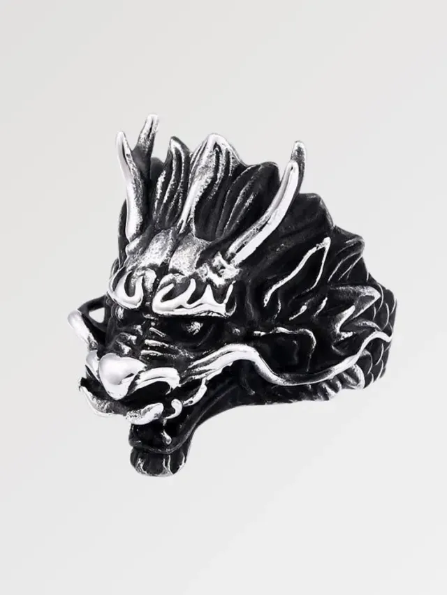 Japon style sephiro bague dragon en acier