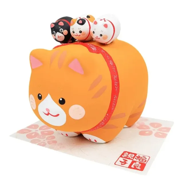 Japon style figurine famille chats maman chatons
