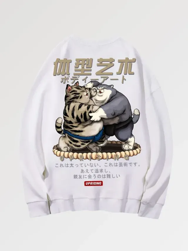 Japon style Hamatesano sweat imprimé japonais coton