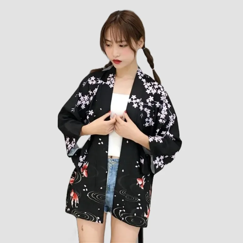 Japon style veste kimono fleurie femme