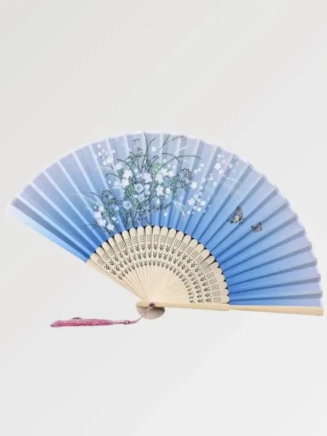 Japon style Éventail Japonais Bleu Clair miyazu sakura