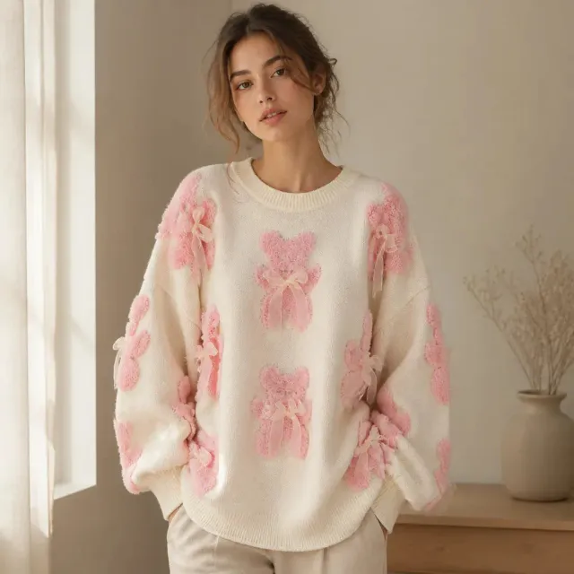 Esprit du Japon Pull Oversize Kawaii Japonais à Nœuds