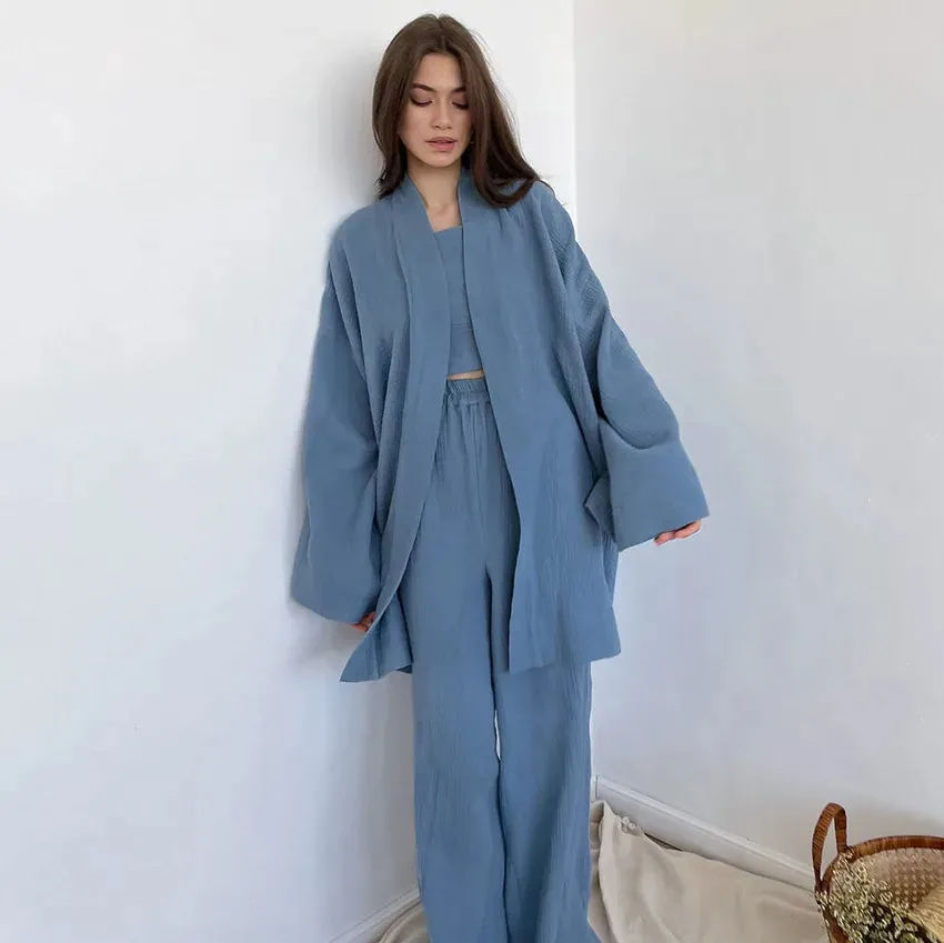 Esprit du Japon ensemble kimono gaze de coton ample