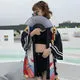Esprit du Japon haori léger motif Kabuki noir femme