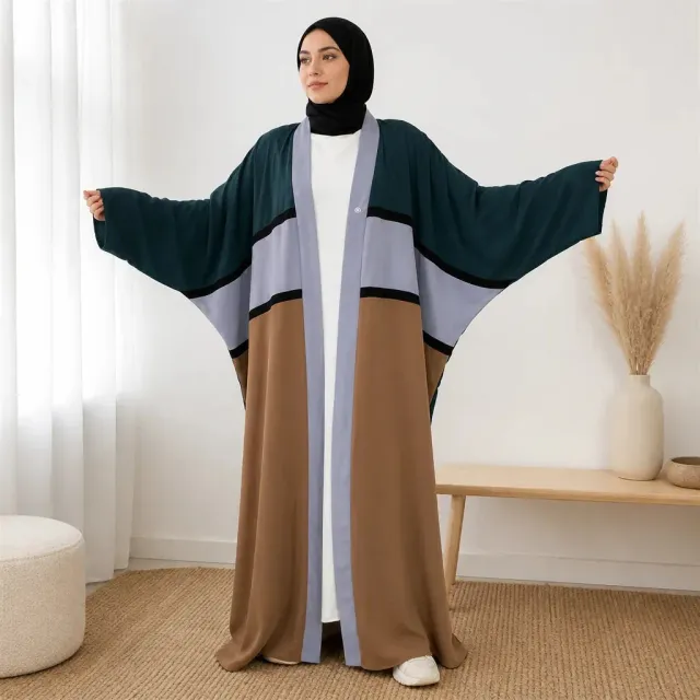 Esprit du Japon kimono long tricolore ouvert fluide