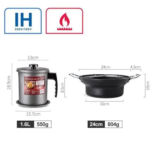 Japon style Saru pot à tempura avec filtre à huile