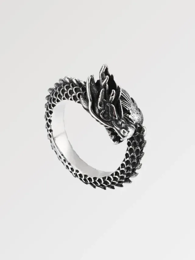 Japon style Huanglong bague dragon chinois