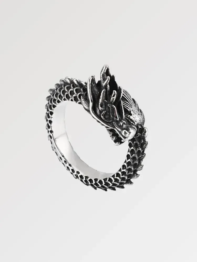Japon style Huanglong bague dragon chinois