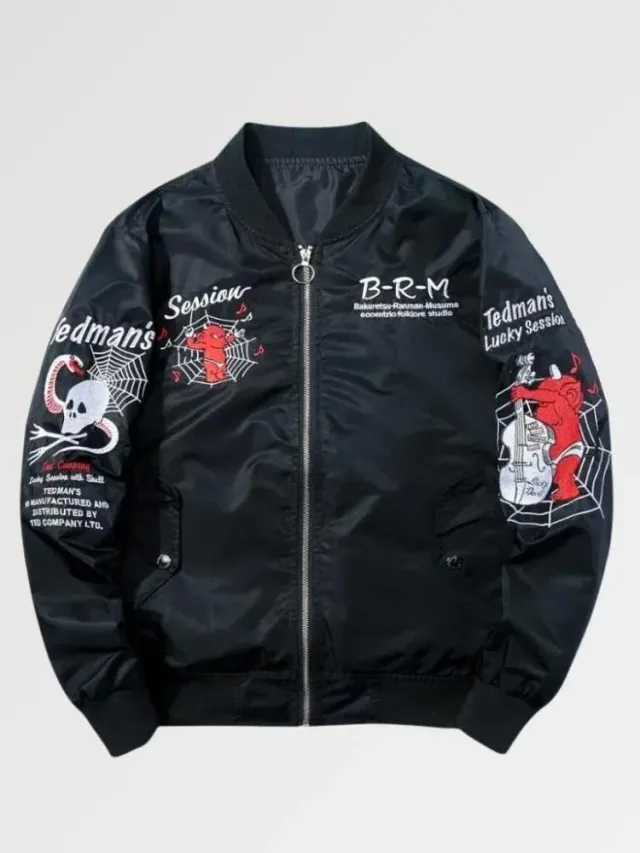 Japon style Devil Session bomber souvenir brodé