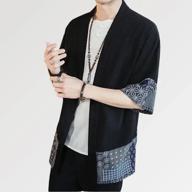 Japon style Mitsuo veste kimono homme coton lin