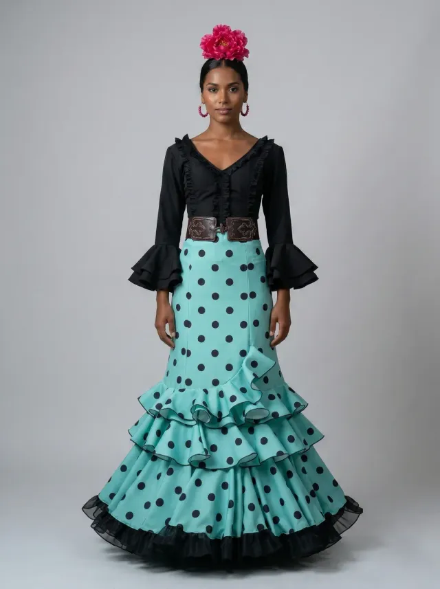 VIVA LA FERIA-MODA FLAMENCA Hinojos jupe flamenca taille haute