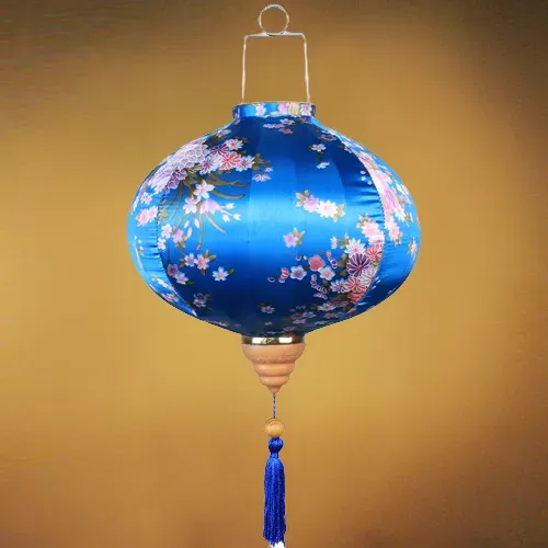 Japon style Suspendue lanterne bleue motif floral