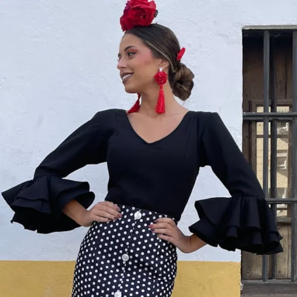 Viva La Feria Noche blouse flamenca stretch