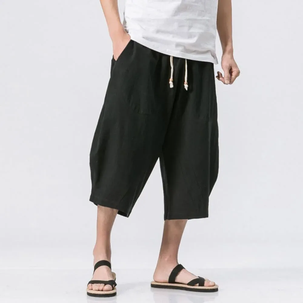 Japon style Mai pantalon court ample cordon