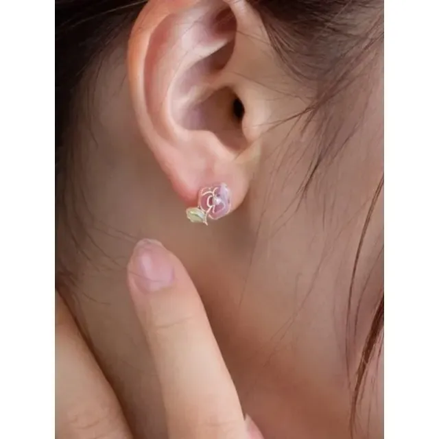 Japon style Pensée boucles d'oreilles fleur pastel