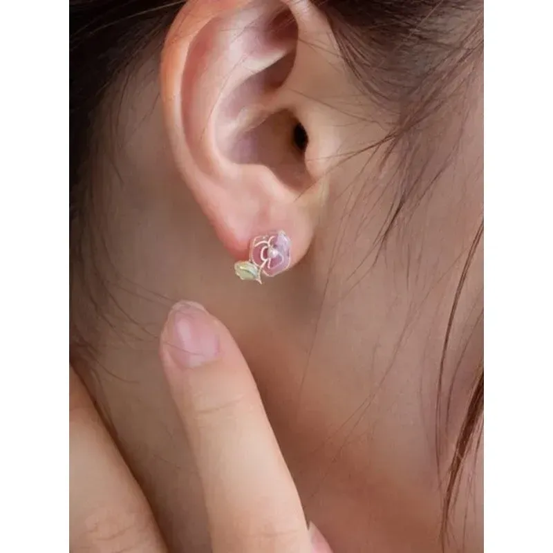 Japon style Pensée boucles d'oreilles fleur pastel