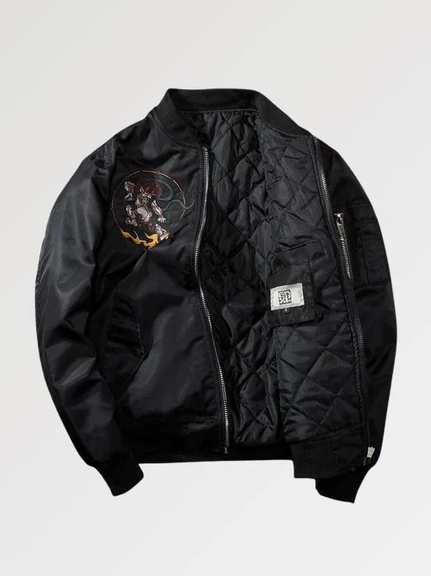 Esprit du Japon sukajan Fūjin & Raijin brodé noir