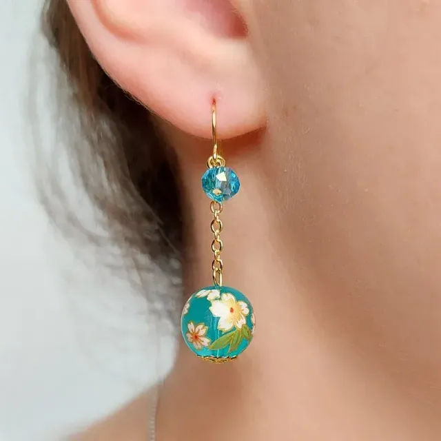 Japon style Boucles d’oreilles japonaises pendantes fleuries