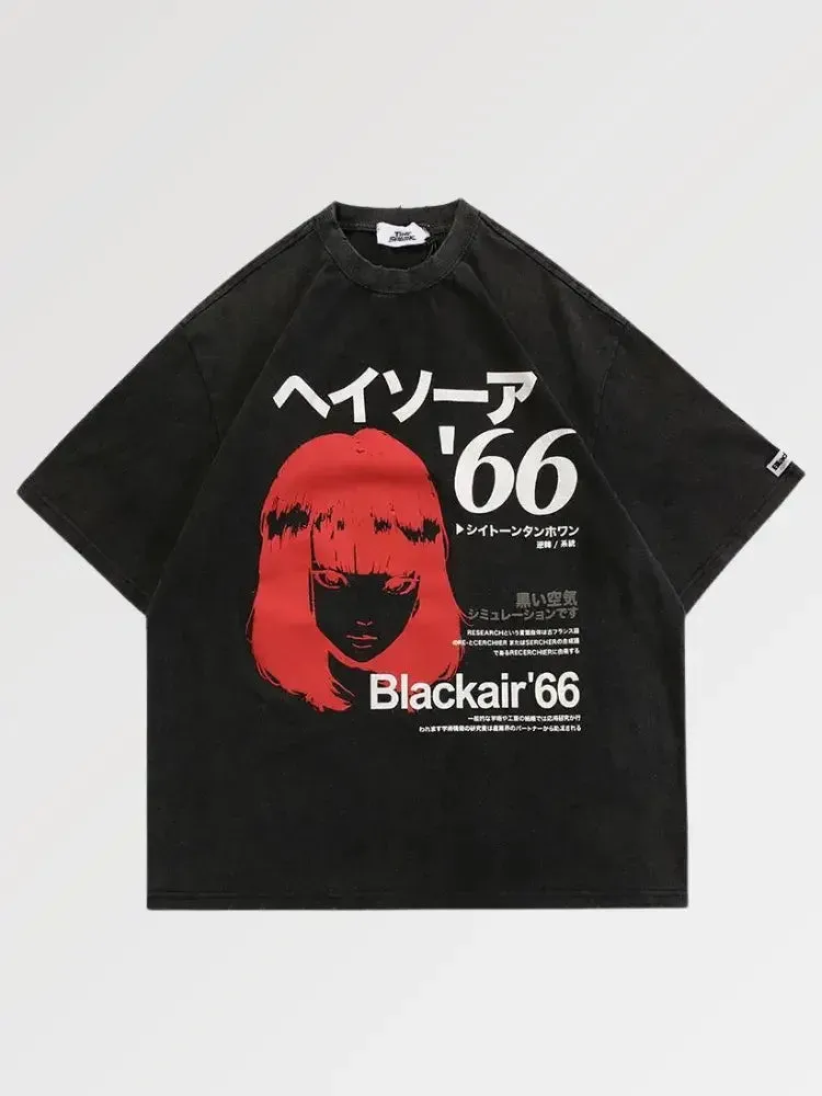 Japon style T-shirt manga habikino coton coupe oversize