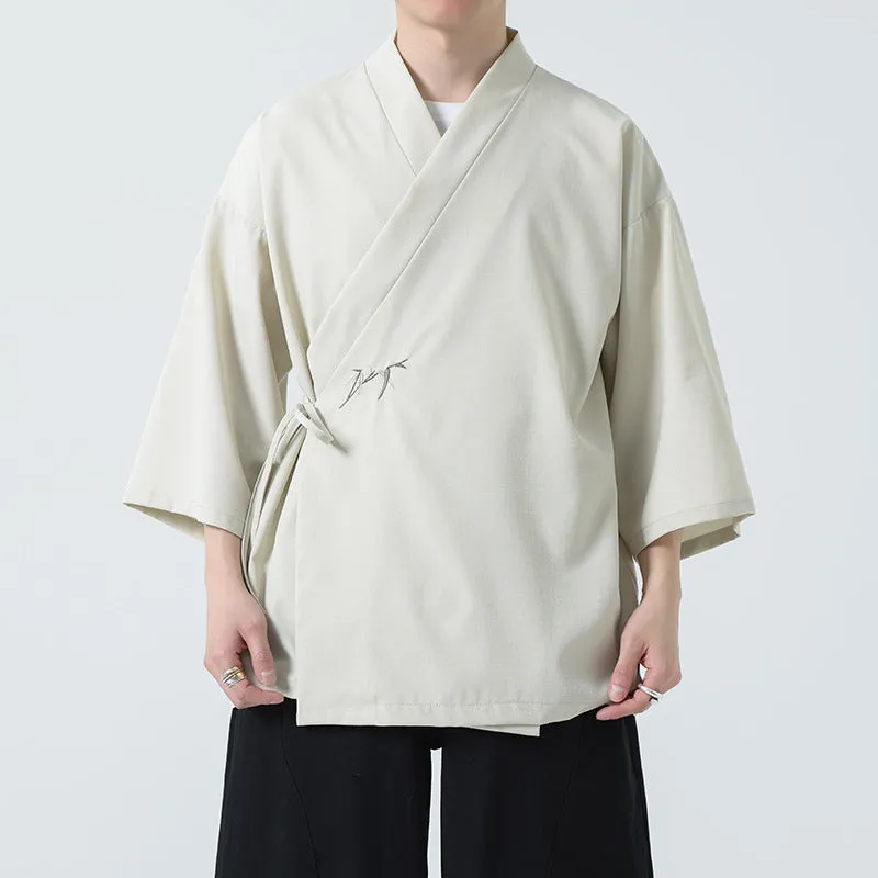 Esprit du Japon veste courte kimono homme brodée bambou
