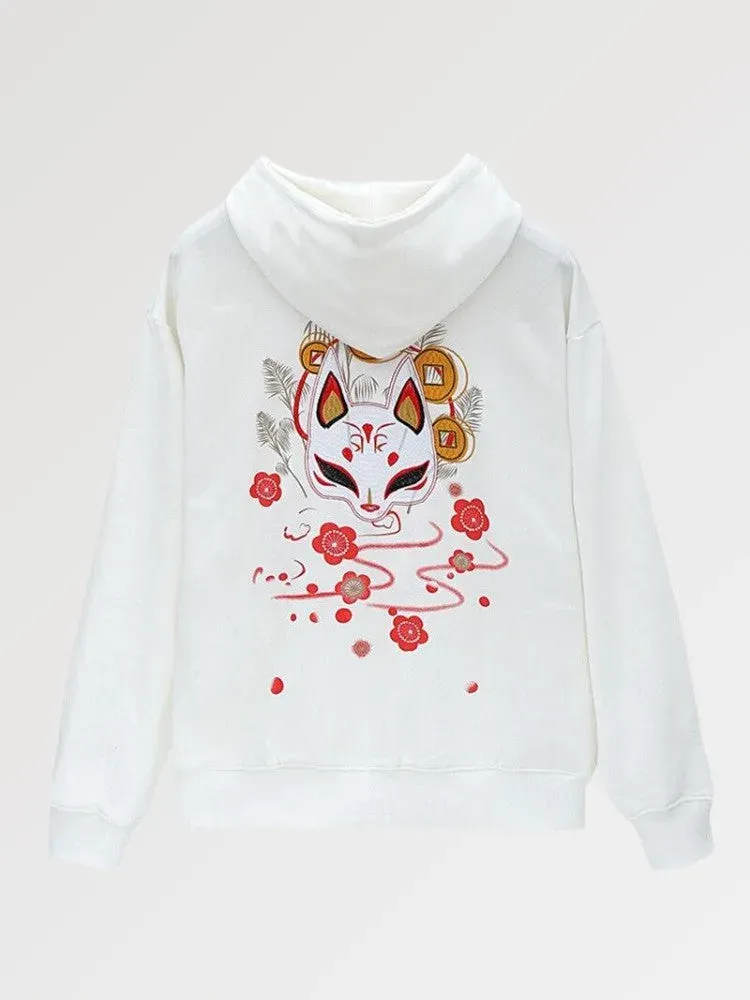 Japon style Fox Flower sweat kitsune renard floral