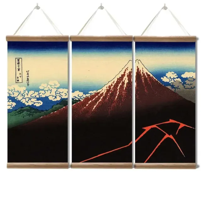 Japon style Fuji Hakuro tableau triptyque ancien