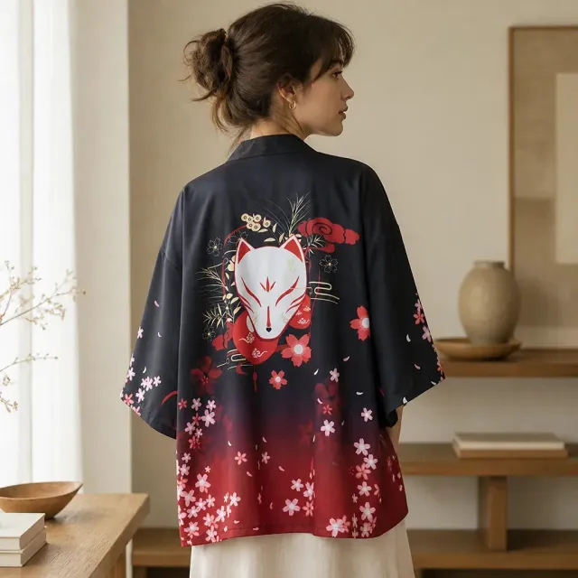 Esprit du Japon Renard veste haori kimono satinée