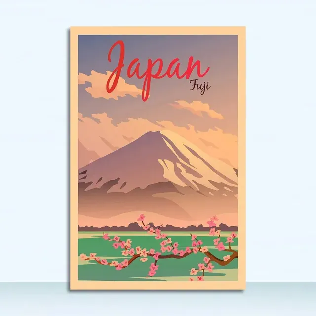 Japon style affiche montagne vintage mont Fuji