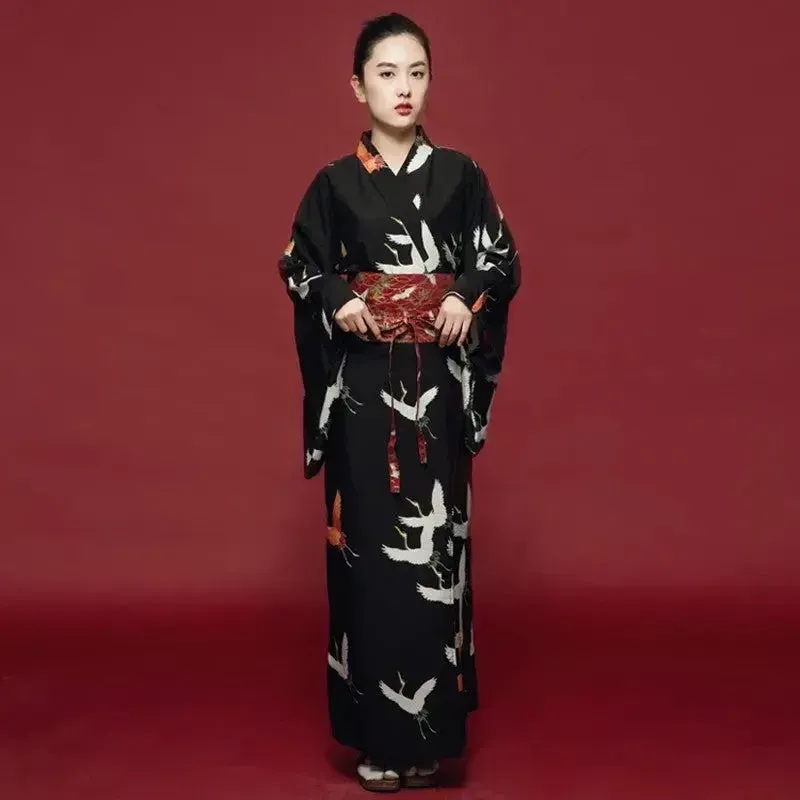 Japon style Kimono Japonais Noir Femme ‘hanaé’ kimono