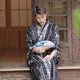 Esprit du Japon kimono homme yukata damier obi rouge