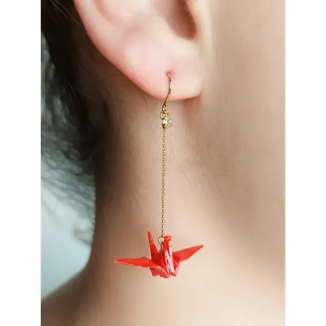 Japon style Boucles D’oreilles Japonaises Grue Rouge boucles d’oreilles washi