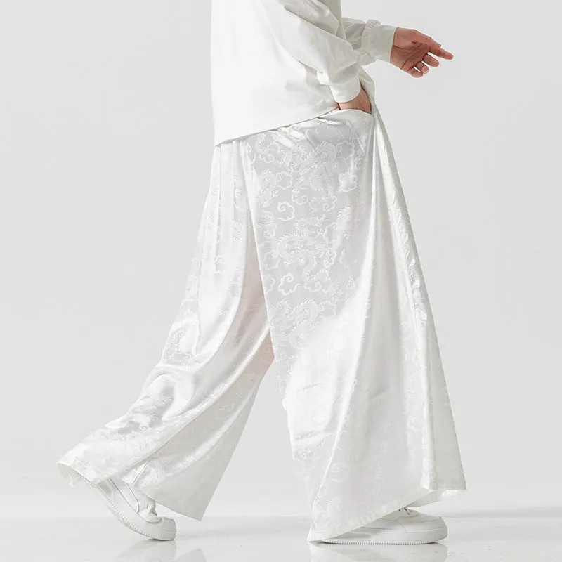 Esprit du Japon pantalon large jacquard nuages