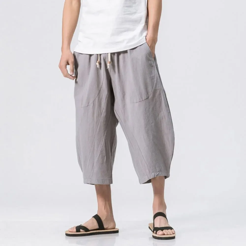 Japon style Mai pantalon court ample cordon