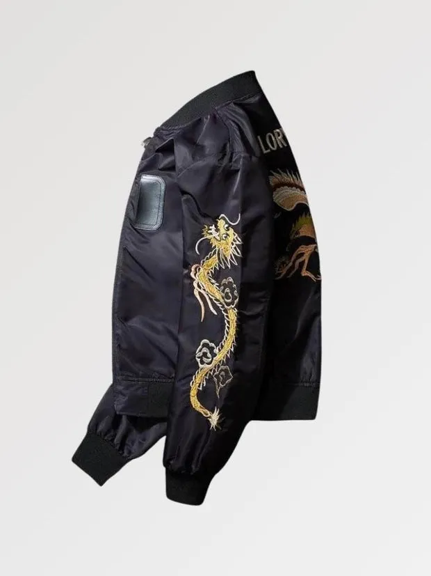 Esprit du Japon veste sukajan brodé satin noir