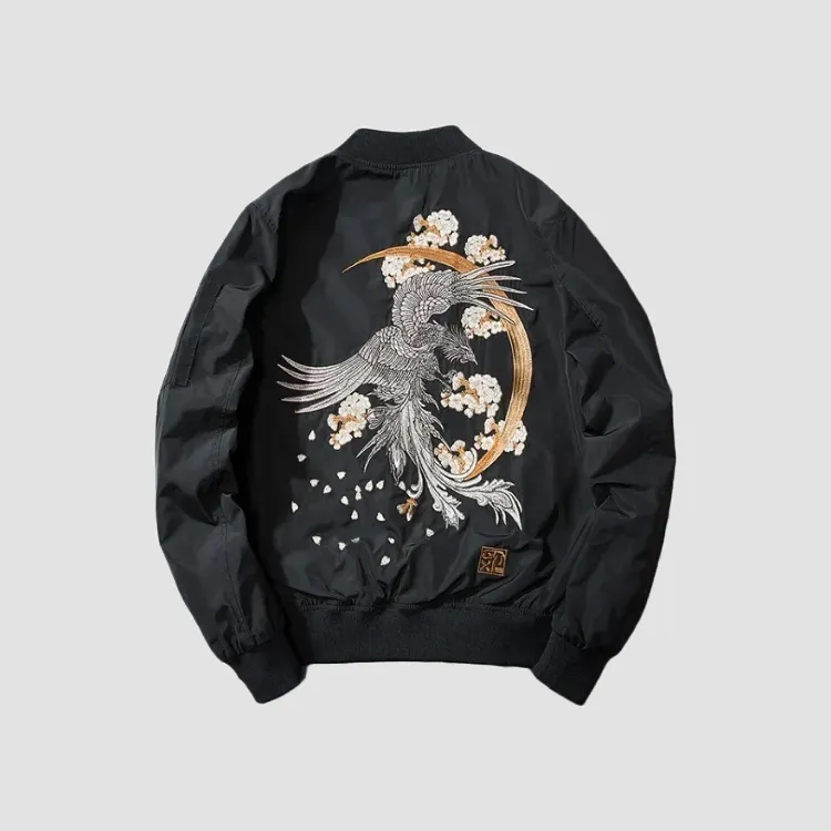 Japon style Phoenix Sukajan veste brodée japonaise