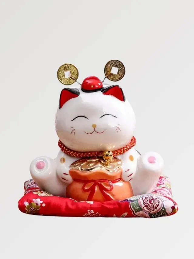 Japon style Maneki Neko Riche Cat tirelire porcelaine chance