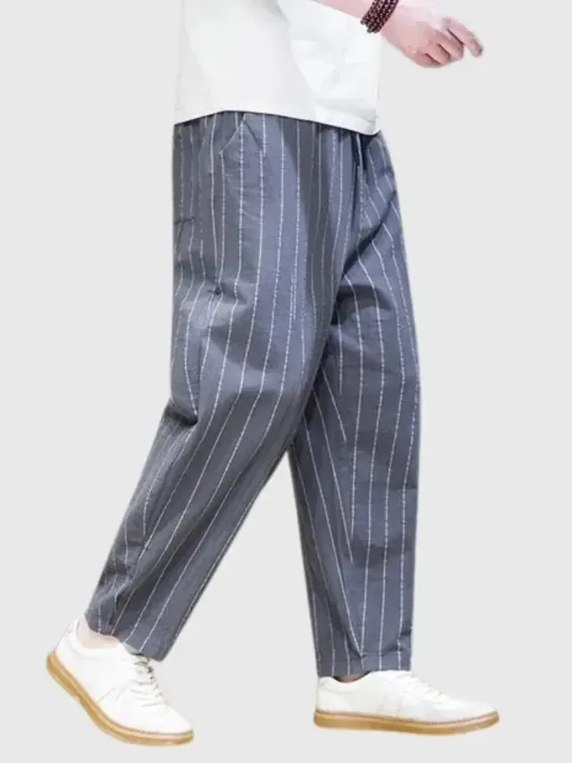 Japon style Straightin pantalon rayé homme