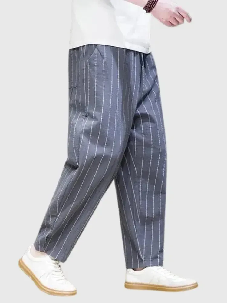 Japon style Straightin pantalon rayé homme
