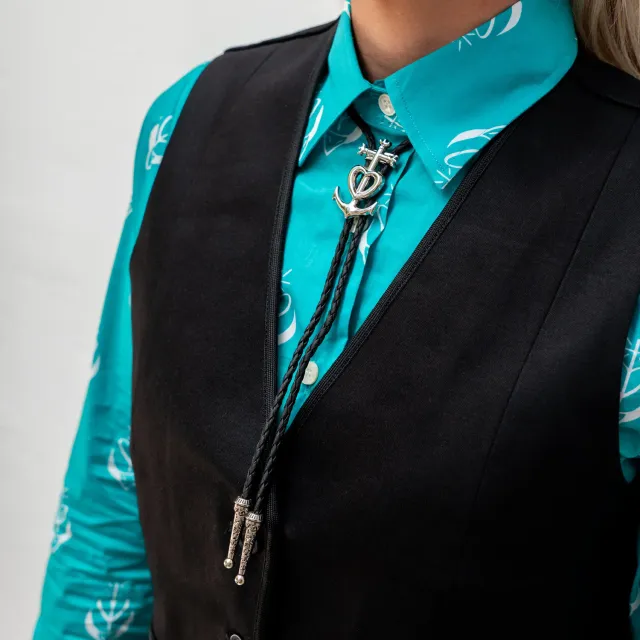 Mistral cordelière camarguaise croix argent bolo tie