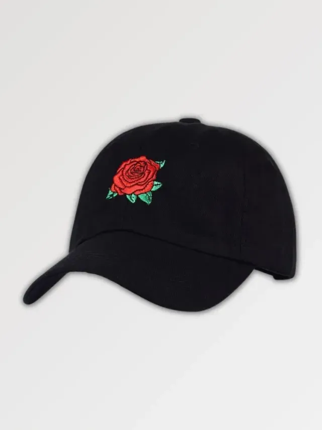 Japon style springs casquette vintage femme broderie rose