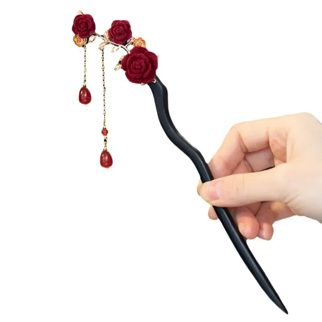 Japon style kanzashi bois fleur pic cheveux