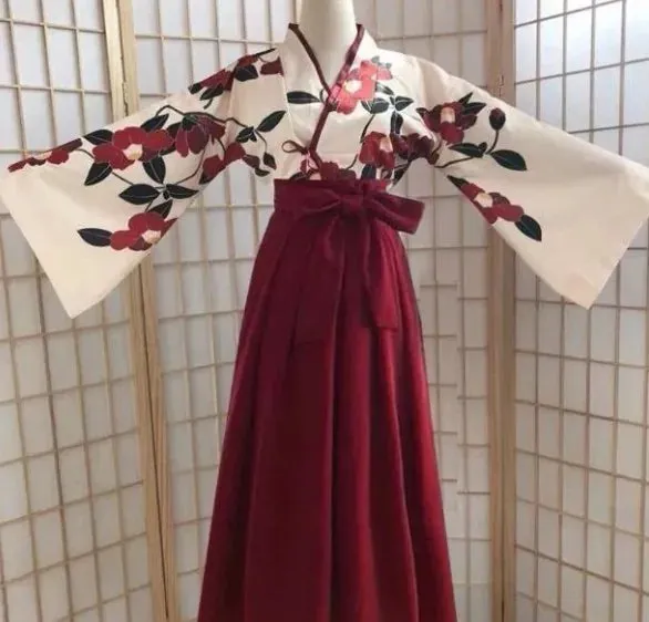 Esprit du Japon ensemble kimono jupe plissée fleur