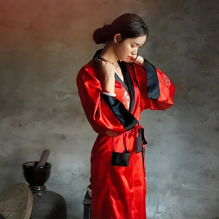 Japon style robe de chambre en soie coupe ample