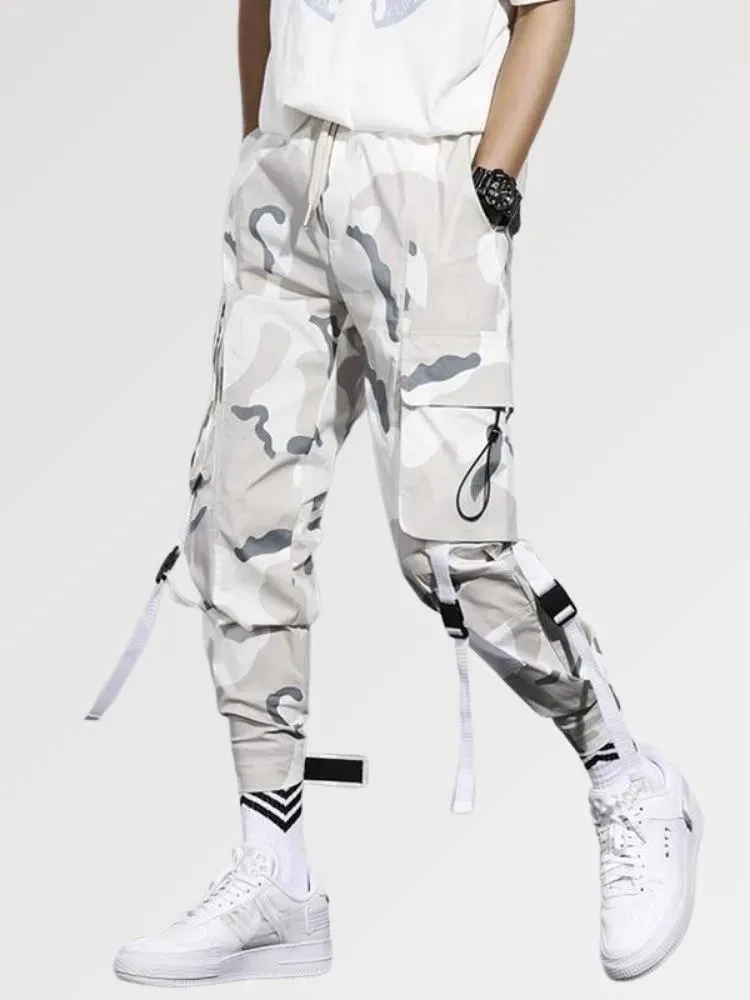 Japon style Technical pantalon cargo blanc militaire